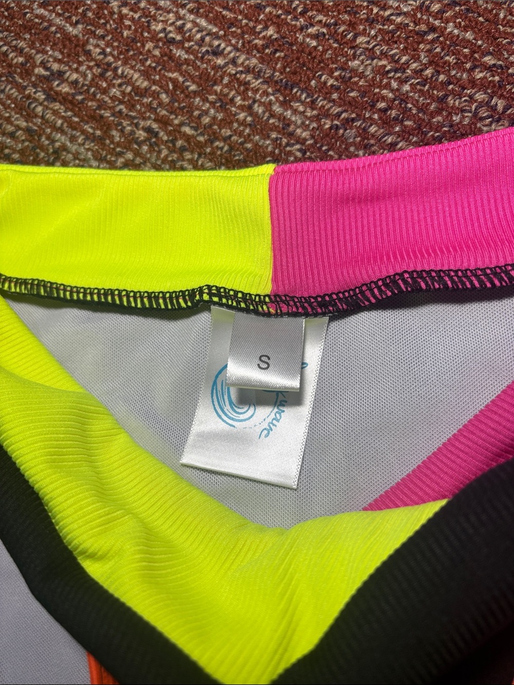 Neon trim v neck bikini black ribbed high waisted y2k style swimsuit women’s S - Picture 9 of 14